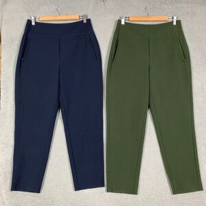 Lot of 2 Athleta Endless Pants Women's 8 Navy & Pine High Rise Tapered Leg
